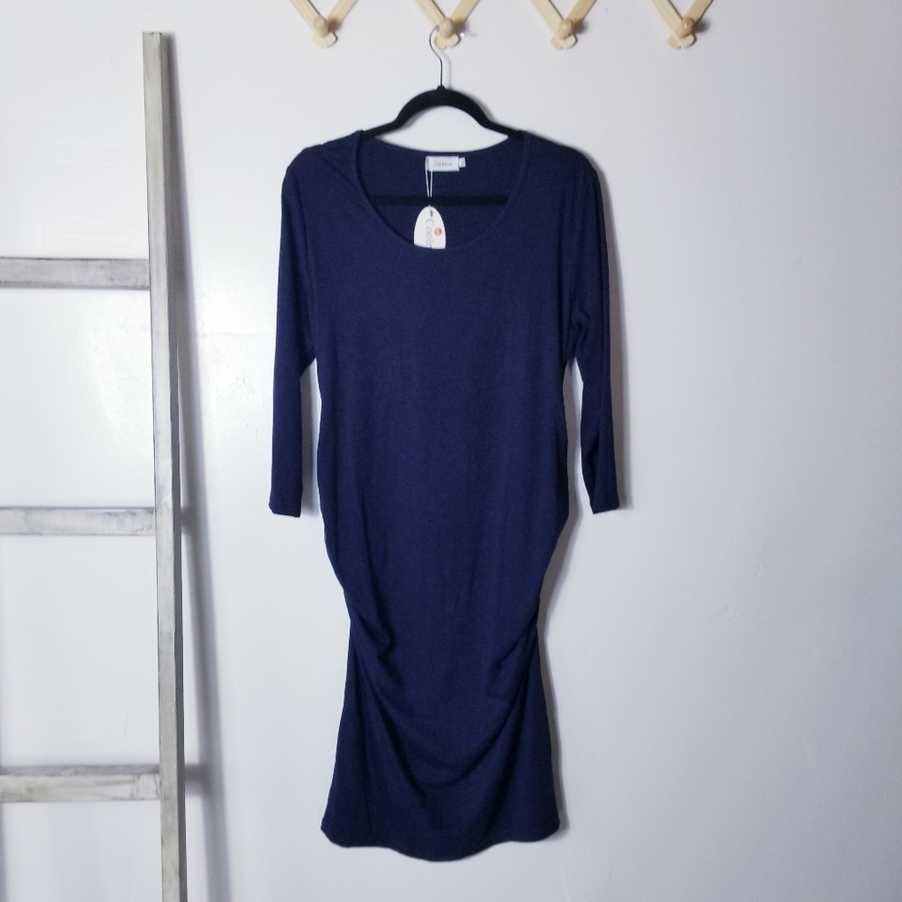 NWT COOLMEE MATERNITY NAVY DRESS SIZE XL
